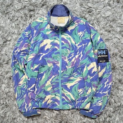Vintage 90s Helly Hansen Sea Life Abstract Tiger Stripe Windbreaker Jacket