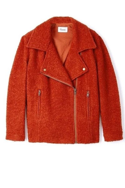 Women Ganni Coat Orange Wool S