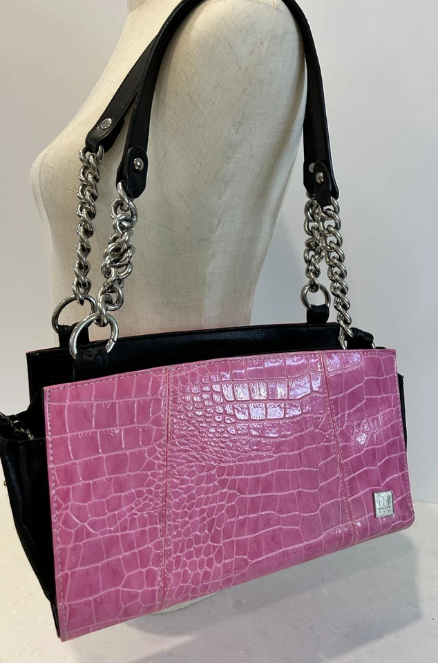 Miche Convertible Handbag Lot 4 Shells Faux Croc Pink Red Black 2 Handles - Image 2 of 4