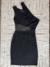 Dreamgirl Black One Shoulder Mesh Cutout Bodycon Mini Dress Size Medium