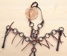 Western Leather Tack Set For Horse | German Silver Ring Tack Set With Fringe