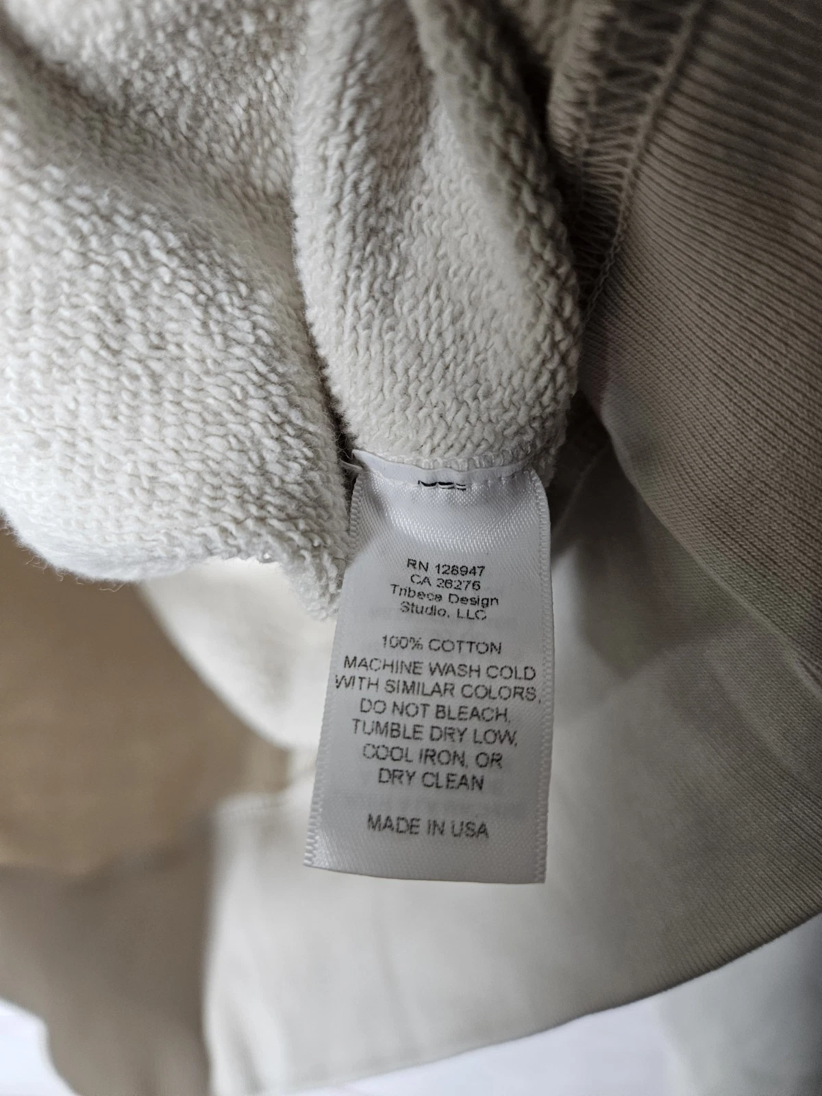 OFF WHITE Felpa con cappuccio e zip Nili Lotan Callie $285 taglia S bianco sporco