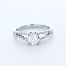 Side Stone Engagement Ring Solid Platinum 1.91 CT Round Lab-Grown Diamond H VS1