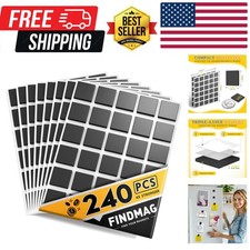 240pcs Square Magnet Stickers with Adhesive Back, Flexible Self Adhesive Magn...