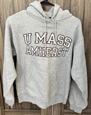 UMASS Amherst Authentic Champion Sweatshirt Grey Size Small With Hood