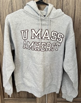 UMASS Amherst Authentic Champion Sweatshirt Grey Size Small With Hood