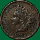 1889 Indian Head Cent Almost Uncirculated AU Coin #34103
