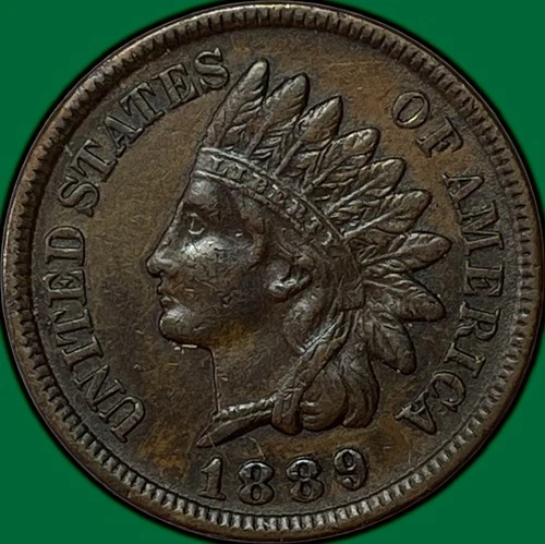 1889 Indian Head Cent Almost Uncirculated AU Coin #34103