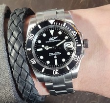 James Bond 007 Goldfinger Automatic Black Divers Watch Seiko TMI NH35 Japan