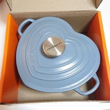 Le Creuset Cocotte d’Amour Loop 20 Coastal Blue Cast Iron Enamel Pot Silver Nob