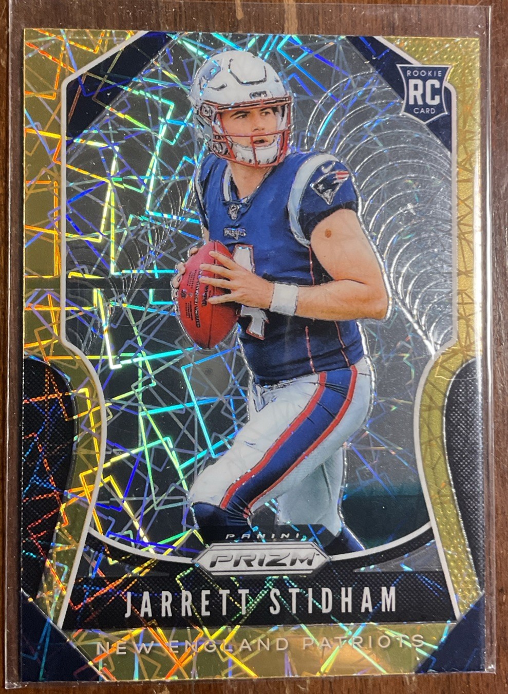 Jarrett Stidham 2019 Prizm Gold Lazer Rookie Card #308 New England Patriots