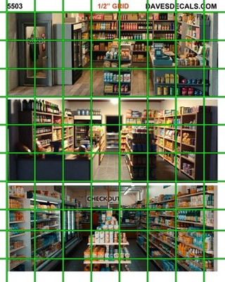 5503 DAVE'S DECALS - INTERIOR IMAGE SMALL GROCERY STORE ON GLOSSY ART PAPER