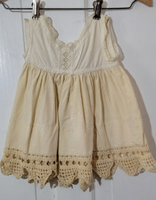 Antique Early 1900s Toddler Petticoat Dress Hand Crocheted Lace Cotton Ivory