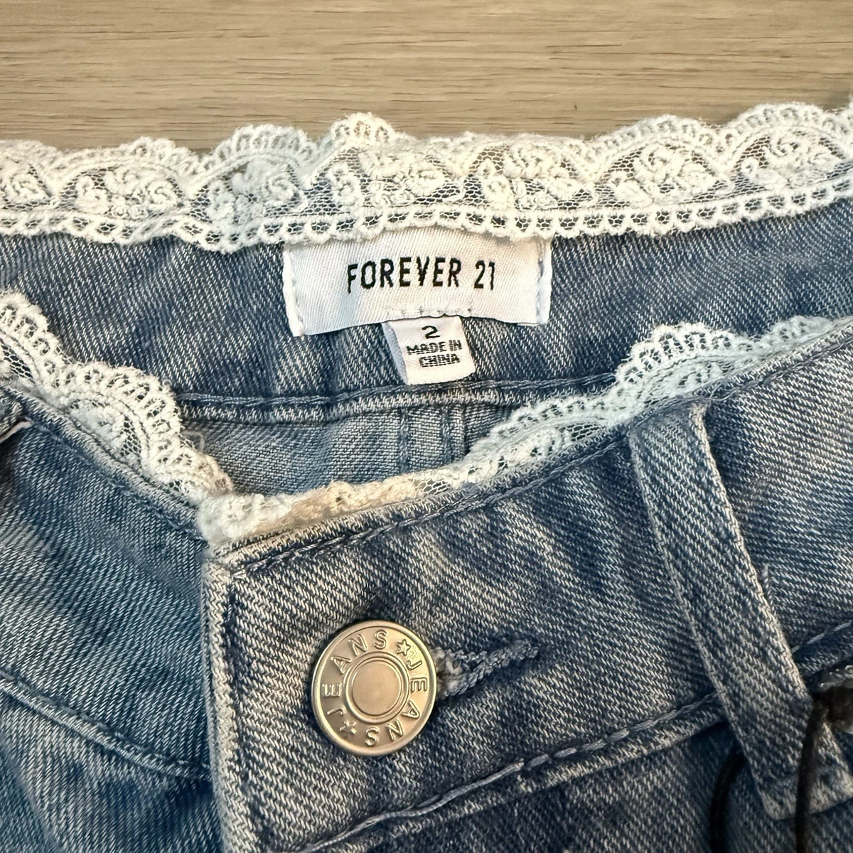 Pantalones de mezclilla de pierna ancha Forever 21 lavado claro