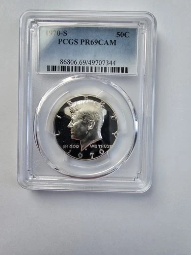 SILVER 1970 S PR69 CAM KENNEDY HALF DOLLAR GRADED PCGS 5OC 40% AG CLAD COIN