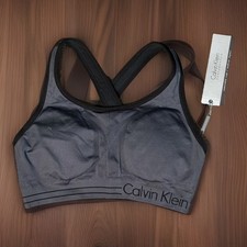 Calvin Klein Performance Mid Impact Racerback gray Sports Bra Large NWT padded