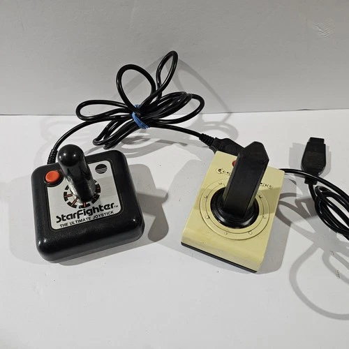 Vintage Suncom STAR FIGHTER & Commodore Joystick Set- ATARI VIDEO GAME- WORK?