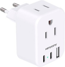 European Travel Plug Adapter, International Power Adapter, US to Europe
