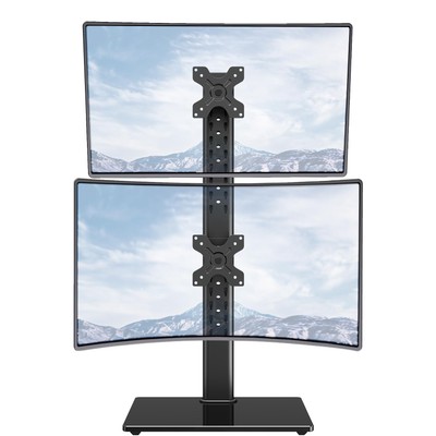 Vertical Dual Monitor Stand Stack Two Screens Up To 32 Inches17.6 Lbs Freestandi