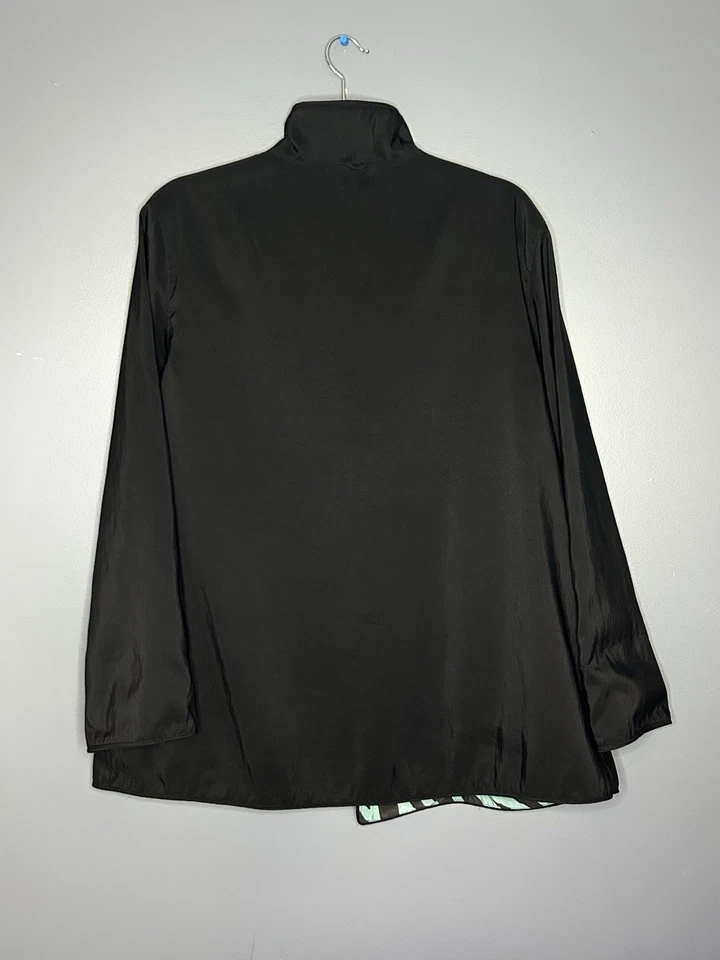 Chaqueta Mycra Pac Now Cebra Teal Negra Bolsillos Reversibles 1 S/M Artsy Lagenlook Foto 4 de 4