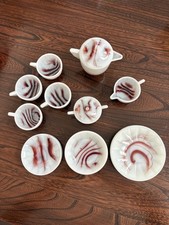 Akro Agate Glass Tea Set Oxblood MINT condition antique glass
