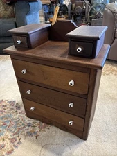 Antique Miniature Dresser Salesman Sample Dresser Porcelain Handle Plank Bottoms