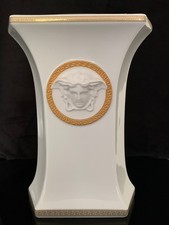 Auslaufmodell Versace für Rosenthal Gorgona Weißgold Porzellan große Vase 23 cm
