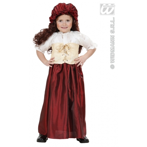 CARNEVALE COSTUME VESTITO CONTADINA BAMBINA 3/4 ANNI - Foto 1 di 1
