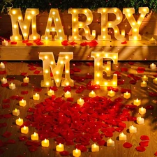 Marry Me Light up Letters Proposal Decorations Will You Marry Me Sign Rose Petal