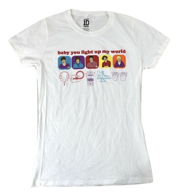 One Direction 1D Junior's Line Drawing Baby You Light Up My World Shirt New XL