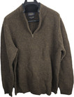 Pendleton Sweater XL Tobacco Brown Henley Quarter Zip Pullover Chunky Tweed Wool