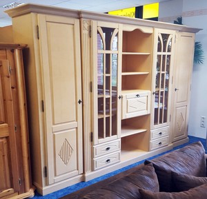 Anbauwand Im Landhausstil Mit Integrierten Vitrinen Ahorn Massiv Gebraucht Ebay