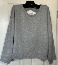 RBX Women Top Size XL Speckle French Terry with Keyhole Back heather Gray New