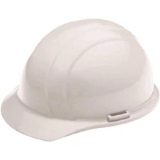 ERB Hard Hat, Front Brim, Wh, 4-pt.Slide-Lock, White, 6.5-8 (19261)