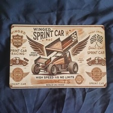 Metal Sign 8"X12" Wall Art Man Cave Garage Bar Gas Station Oil Gas Sprint Car