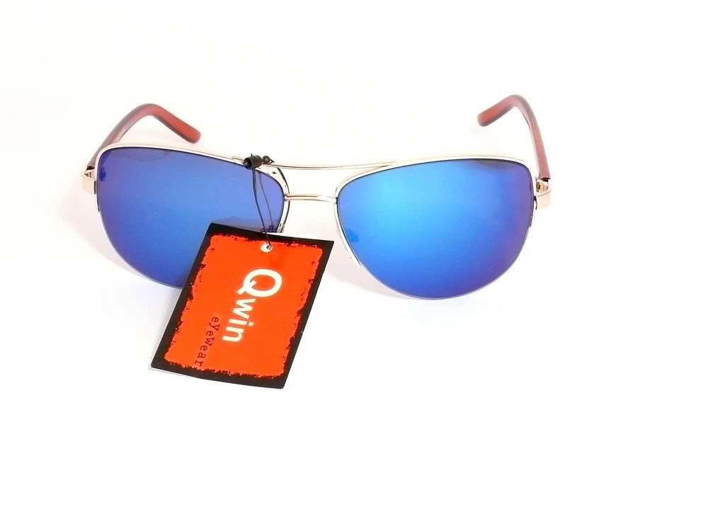 Lunettes de soleil Aviateur bleu et or, En stock!