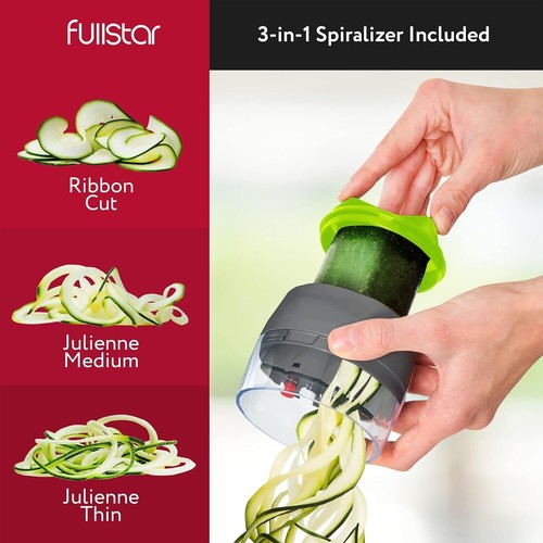 Vegetable Cutter, Handheld Spiral Cutter Free (6 in 1, Gray/Green) - Picture 6 of 9