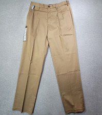 Hagger Pants Mens 34x34 Khaki Classic Fit Stretch Pleated Expandable Waist NWT