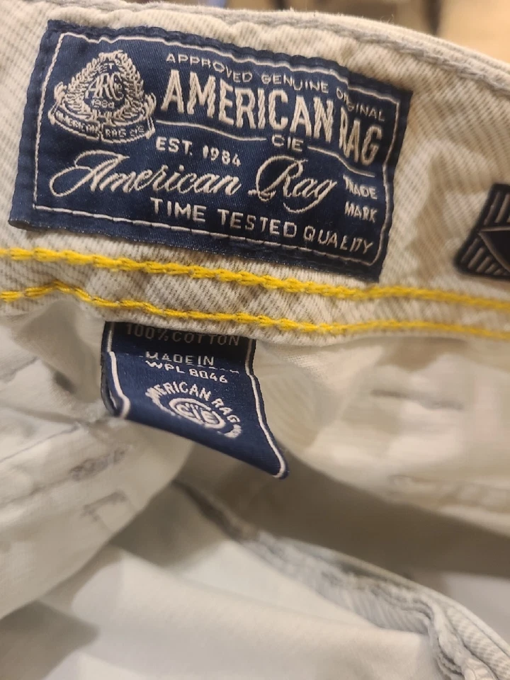 Pantalones Cortos American Rag Cargo Para Hombre Talla 36 Cintura Y2K Gris Cuadros Frente Plano Años 90 Foto 4 de 4