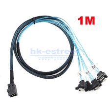 Internal Mini SAS SFF-8643 Male to Angle 4 SATA Female Target Hard Drive Cable