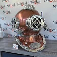 Copper & Nickel Finish Diver Helmet, Full Size Mark V Diving Helmet, Navy Diver