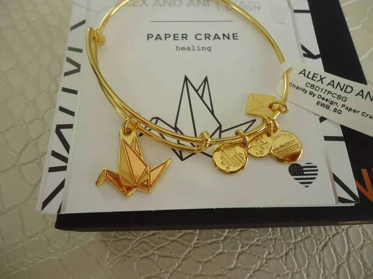 ALEX AND ANI PAPER CRANE Shiny Gold Charm Bracelet New W Tag Card Box