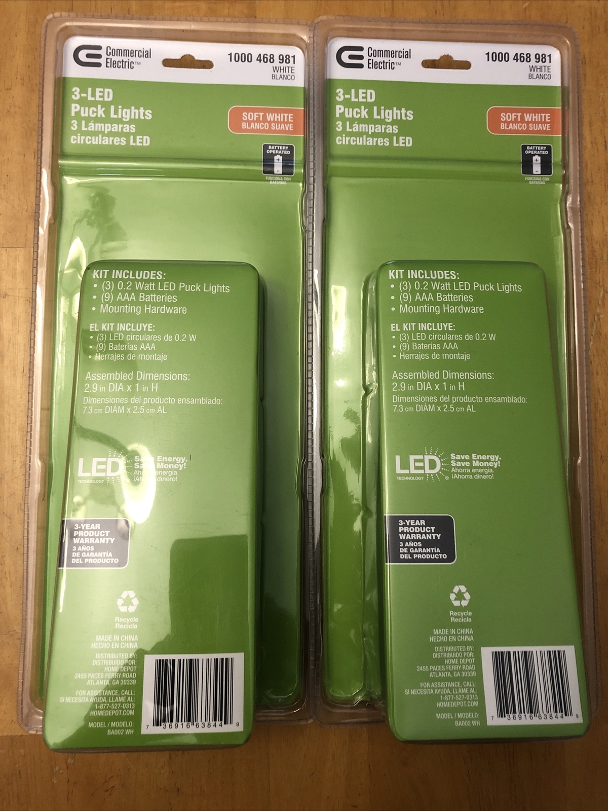 Commercial Electric 3LED Puck Lights Soft White 3pack Battery Operated,2 Packs eBay