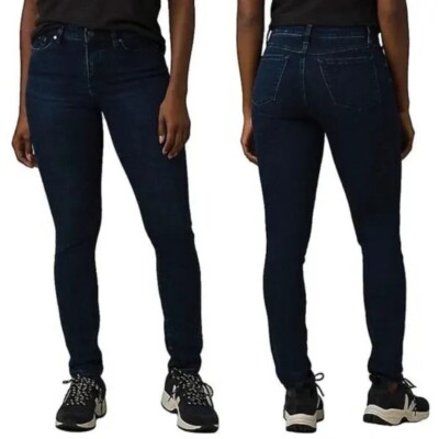 prAna Sienna Jeans Deep Blue Skinny Stretch Mid Rise Organic Cotton Size 8/29x31