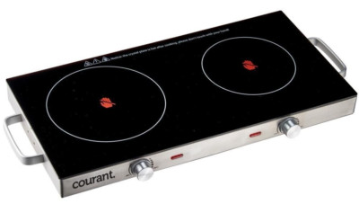 COURANT Ceramic Glass Electric Burner Flat Surface Double Cooktop , Easy Clean