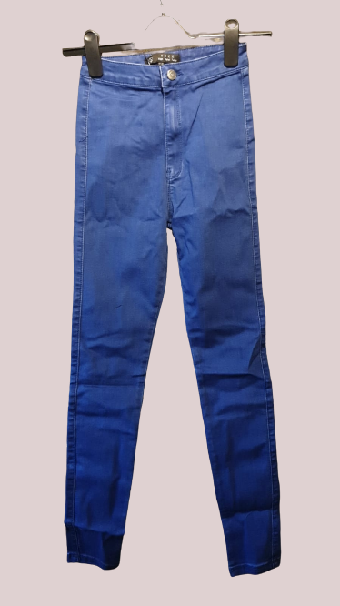 Missguided Vice High Waisted Skinny Jeans Mid Blue Size UK 4R