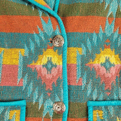 Aztec Navajo Blanket Jacket Womens Large Bedford Fair LP Southwest Western VTG - Picture 3 of 9