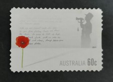 USED Australia Stamp  2011 Remembrance Day 11.11.11 Poppy flower Bugle Soldier