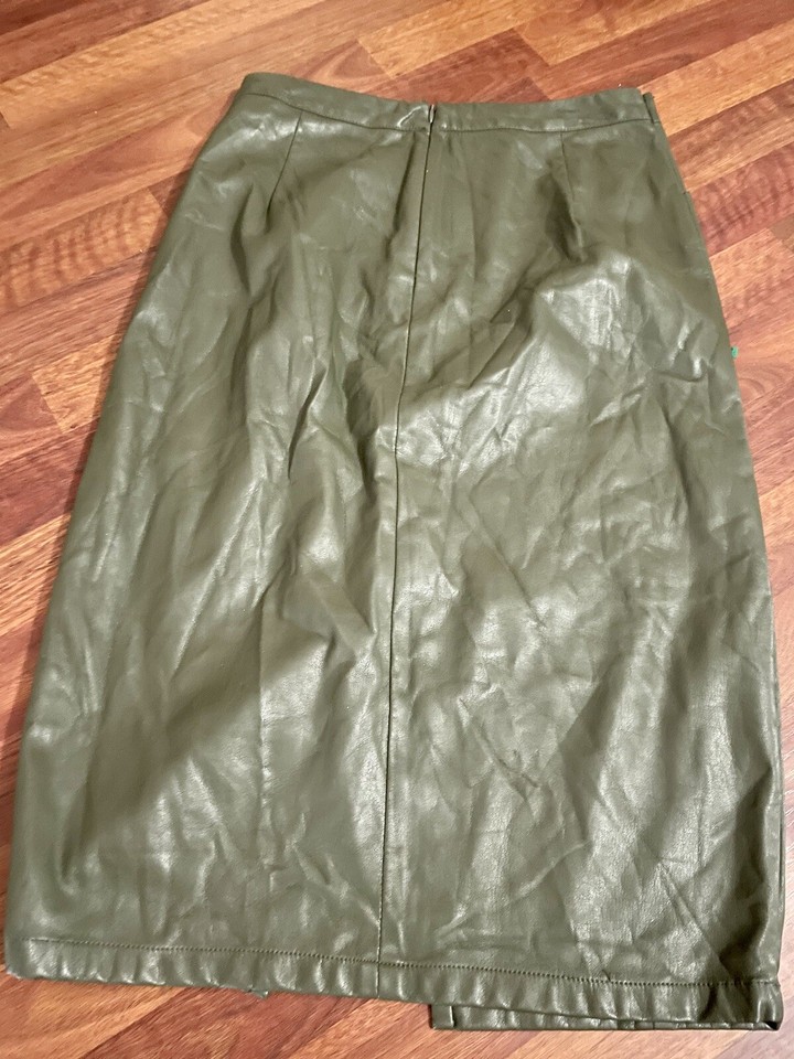 Who What Wear Womens Green Faux Leather Skirt Size 16 eBay