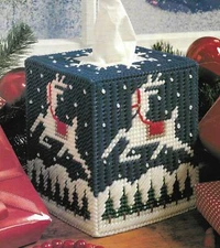 REINDEER TISSUE BOX COVER CHRISTMAS PLASTIC CANVAS PATTERN INSTRUCTIONS